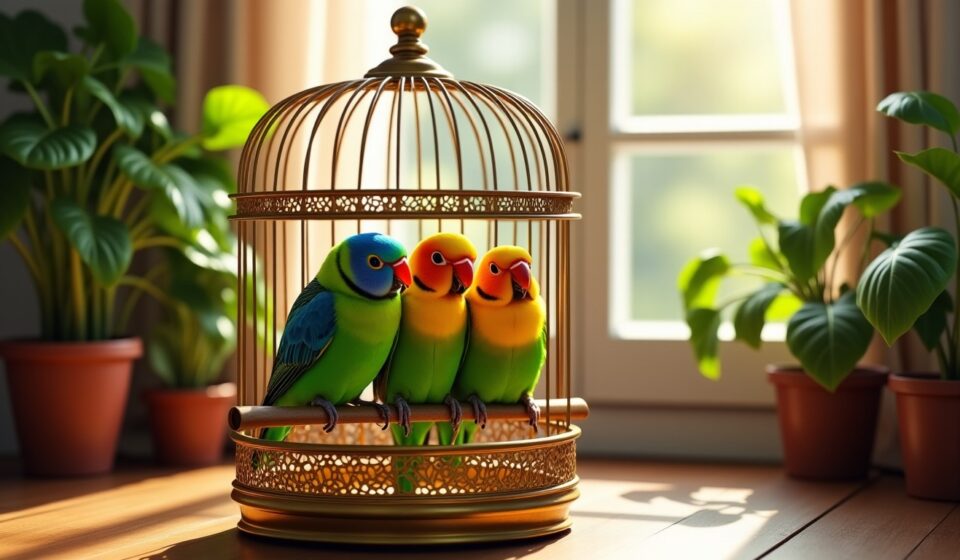 Est-il possible de loger trois inséparables dans une seule cage ?